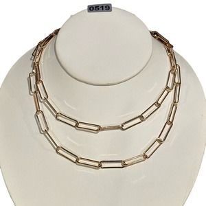 Long Gold Paperclip Necklace, NWOT